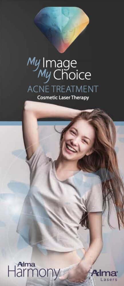 Brochure cover for laser acne treatment